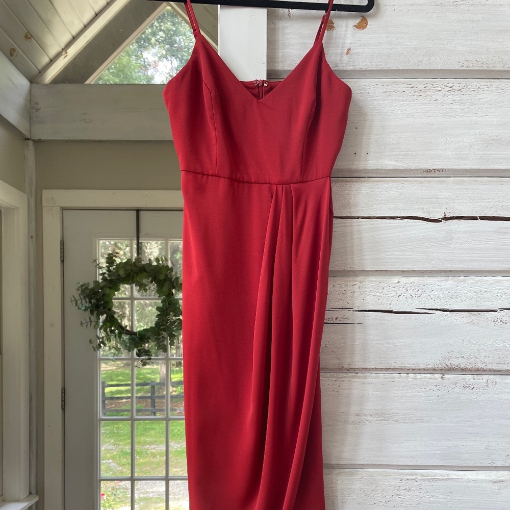 Reinette Rust Red Midi Dress small